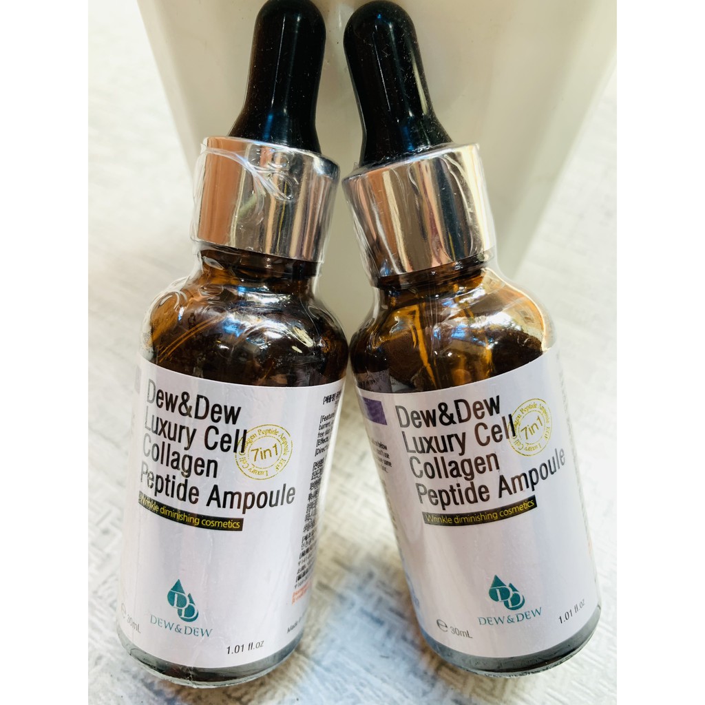 TINH CHẤT TÁI TẠO LÀN DA SĂN CHẮC ĐÀN HỒI DEW & DEW LUXURY CELL COLLAGEN PEPTIDE AMPOULE 30ML