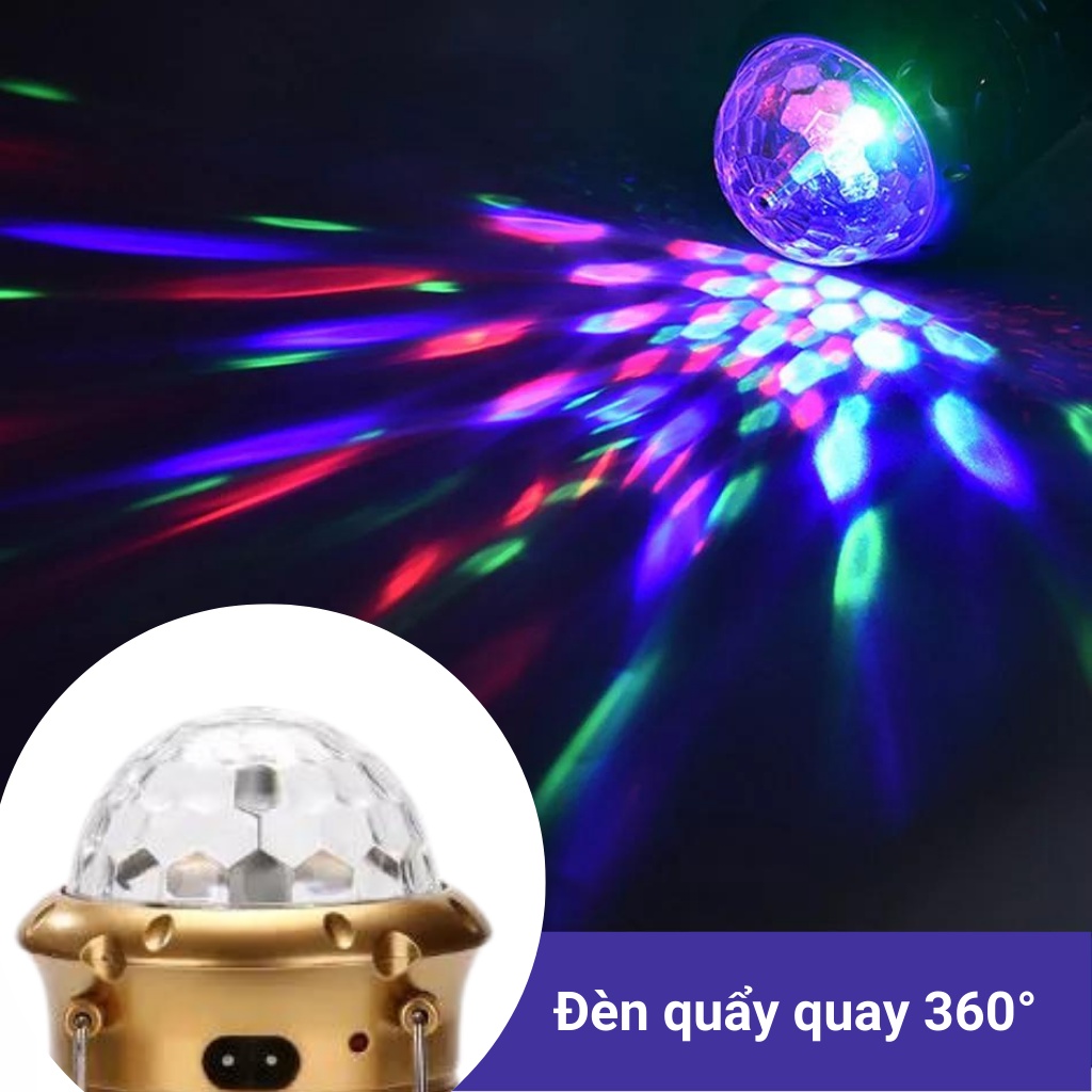 Đèn led trang trí xoay 7 màu  tích hợp 4 trong 1 đa chức năng tích hợp đèn quẩy 360 độ,đèn  chiếu xa,đèn ngủ,cổng usb