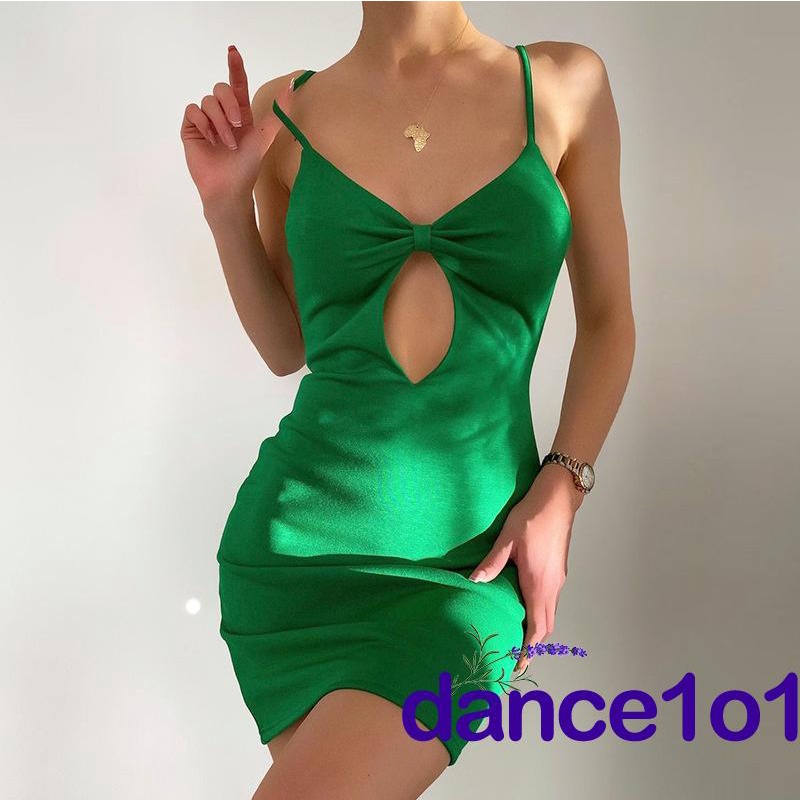 ✲Os✥Đầm Hở Lưng Khoét Ngực Sâu Màu Trơn Thiết Kế Hở Lưng Quyến Rũ Cho Nữ