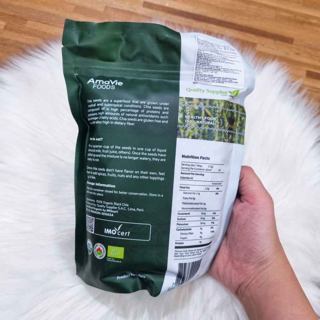 [Date 2023] Hạt chia hữu cơ Amavie Food 500g cho bé ăn dặm