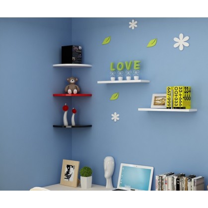 cobom 2 bộ kệ trang trí ( Kệ góc và 2 Thanh ngang 40 cm trắng)