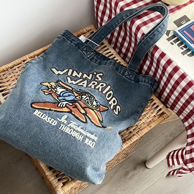 Túi Xách Denim Thêu Họa Tiết Thời Trang Cho Nữ