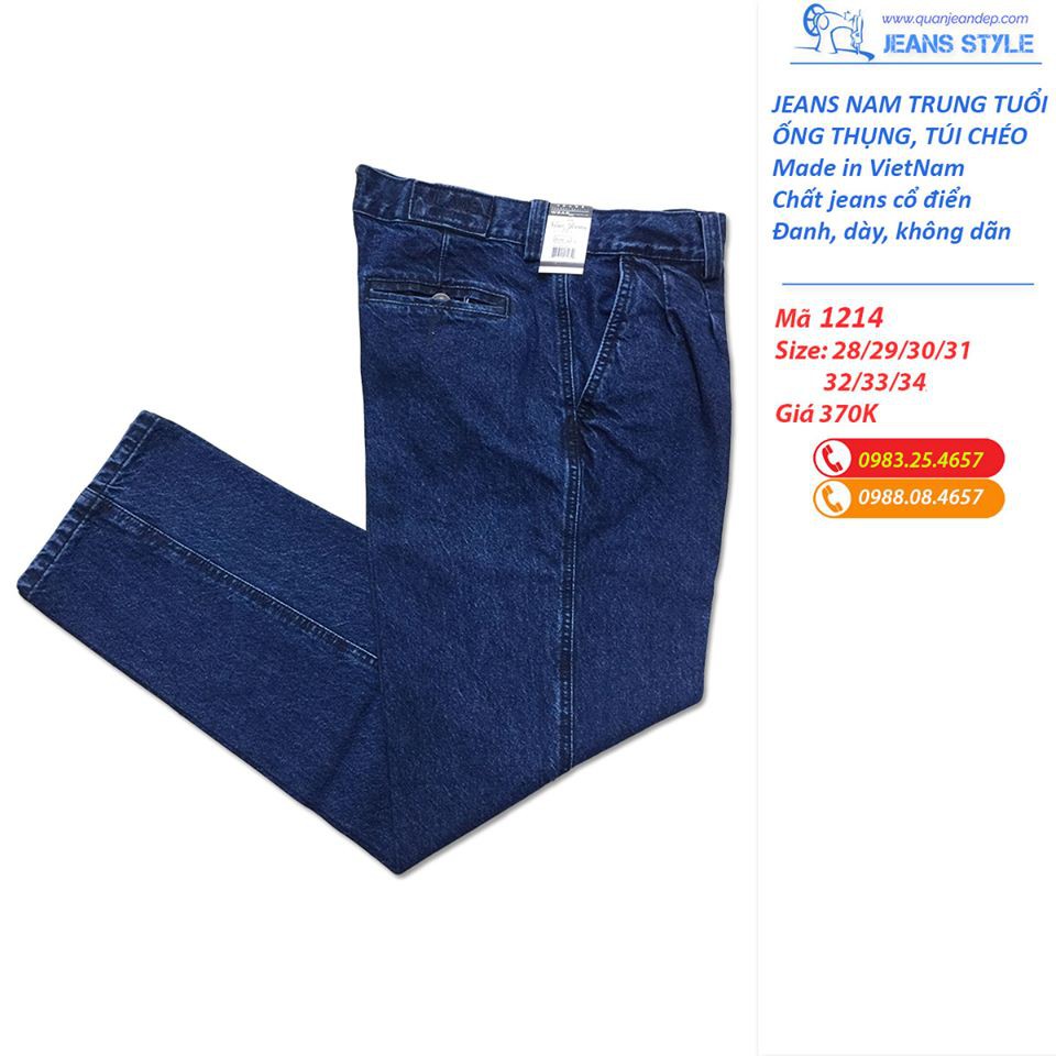 JEANS NAM ỐNG THỤNG, TÚI CHÉO dành cho tuổi trung niên