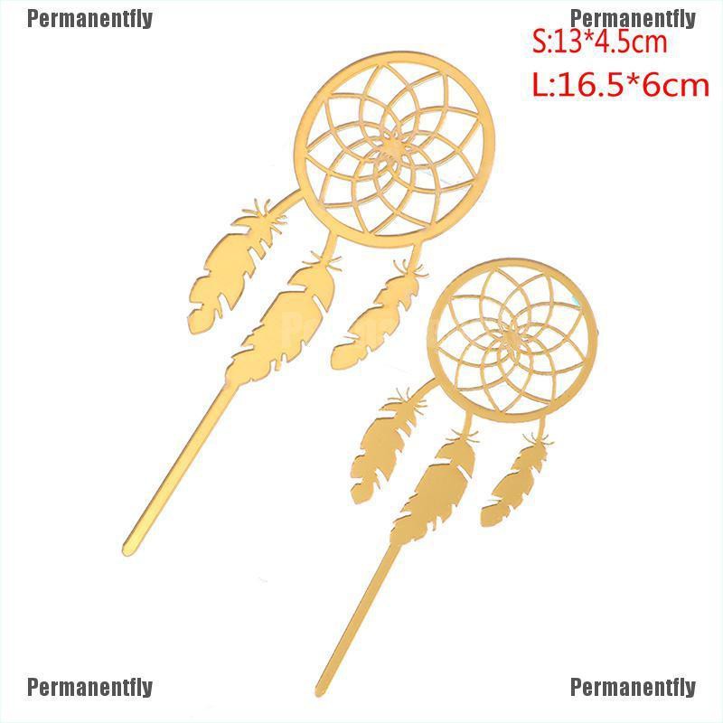 Phụ Kiện Trang Trí Bánh Kem Hình Dreamcatcher Bằng Acrylic Màu Vàng Nhỏ