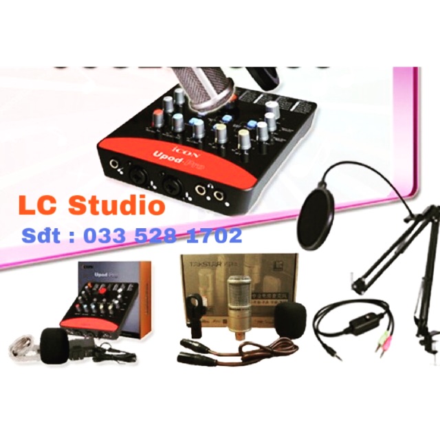 ( LC Studio🎤❤️ )Combo Mic thu âm PC-K200 và Soundcard Upod Pro