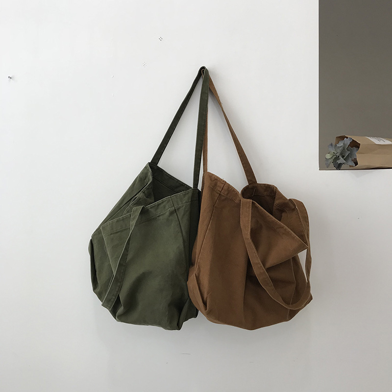 [new] Minimalist Wild Korean Shopping Bag Large Capacity INS Super Fire Lazy Shoulder Day Literary Canvas Bag Female