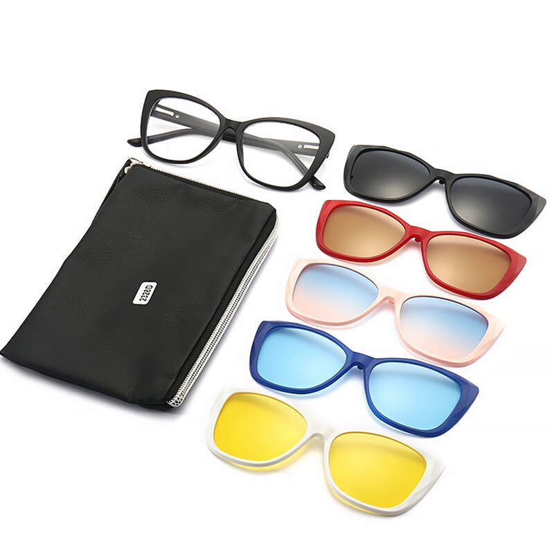 Bộ Sáu Cặp Kính Mát Mắt Mèo Dạng Kẹp Từ Tính Phân Cực Nhìn Ban Đêm Đa Năng