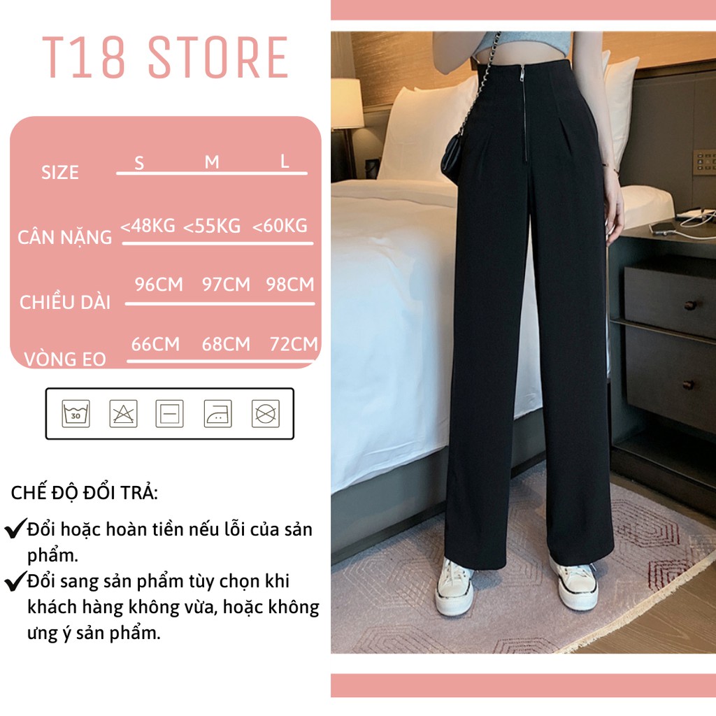 Quần suông cạp cao gen bụng khóa trước - quần vải ống rộng siêu hách dáng T18 STORE QT06