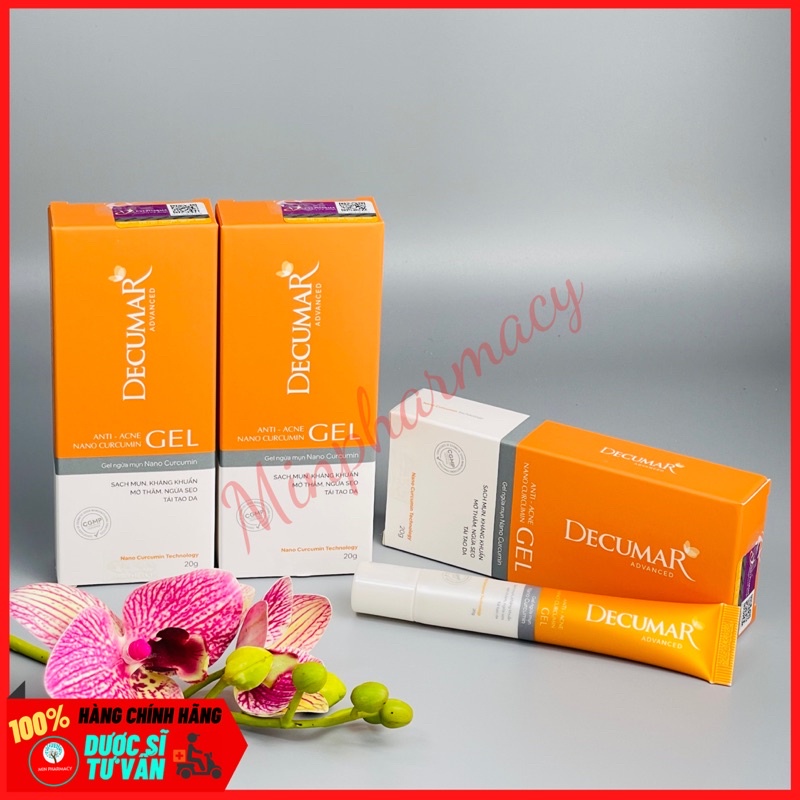 Gel DECUMAR ADVANCED Giảm mụn Mờ thâm Sáng da Chiết xuất Nano curcumin Nghệ Tuýp 20g- Minpharmacy