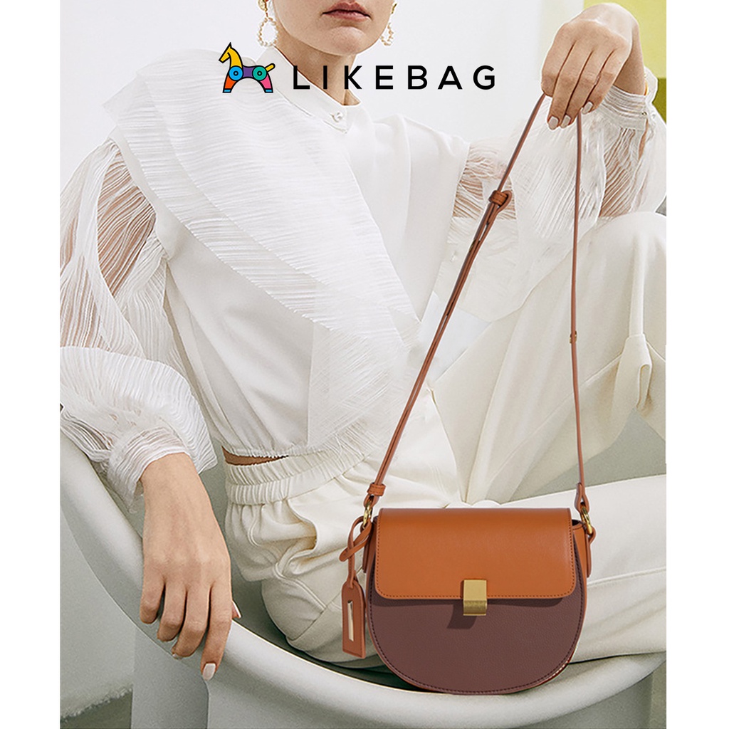 Túi xách nữ đeo chéo LIKEBAG dáng bán nguyệt phối màu thời trang 211XK6936 - LIBAGI