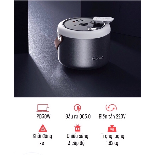 Trạm xạc điện dự phòng kiêm Kích nổ kích điện bình ắc quy ô tô Yoobao 48000mAh