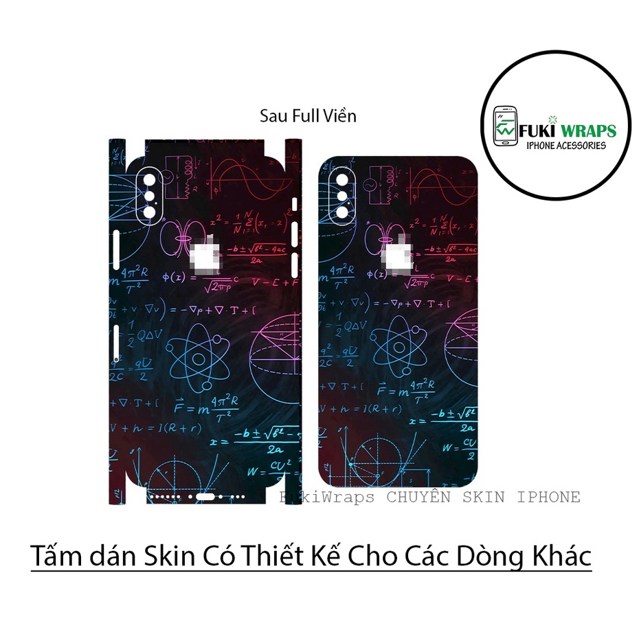 Tấm dán Skin Mặt Sau Toán Học FULL VIỀN Dành Cho 13prm , 12prm , 11prm , x, xsm , ip11 , ip12 , ip13 - FukiShop