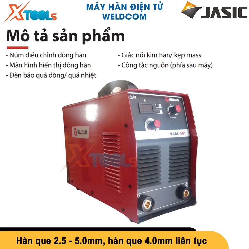 Máy hàn que Weldcom VARC-301, dòng hàn từ 30A - 300A công suất 11.5 KVA đường kính que hàn 2-5.0mm[CHÍNH HÃNG][XTOOLS]