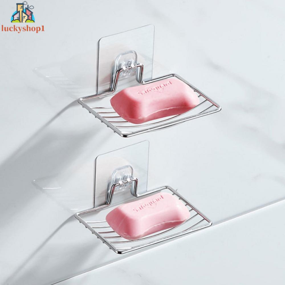Giá xà phòng treo tường bằng thép không gỉ 13 * 9cm Một lớp đục lỗ thoát nước Hộp xà phòng Phòng tắm Treo tường Kệ đựng xà phòng