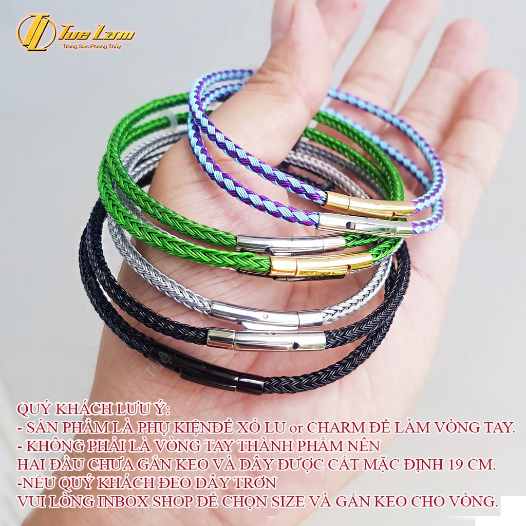Dây Cáp Khóa Bấm Siêu Bền Đẹp - Màu Đen/Xám/Xanh Lá/Xanh Dương - Dây 3mm Phù Hợp mix charm, phụ kiện, vòng Tay - Tuệ Lâm