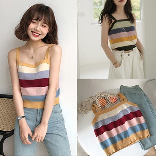 Áo dệt kim nữ sọc ngang thời trang mùa hè gợi cảm