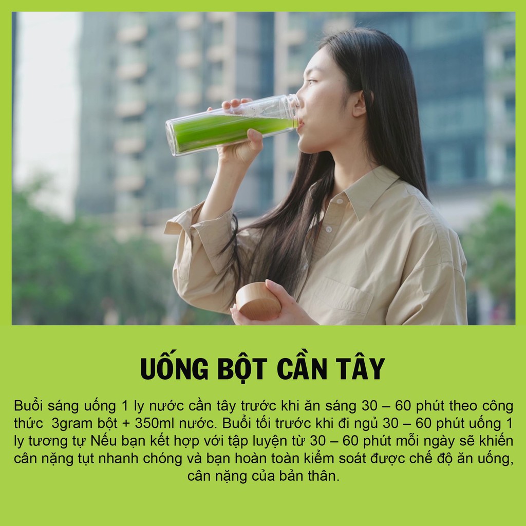 Bột Cần Tây DalaHouse Nguyên Chất 100% Gói 50g, Hỗ Trợ Giảm Cân, Giúp Da Căng Mịn, Tiêu Chuẩn Chất Lượng FDA Hoa Kỳ