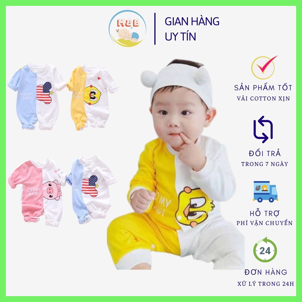 Body liền thân dài tay bodysuit cho bé trai gái sơ sinh từ 3-13kg, hàng đẹp in hình ngộ nghĩnh – BD03