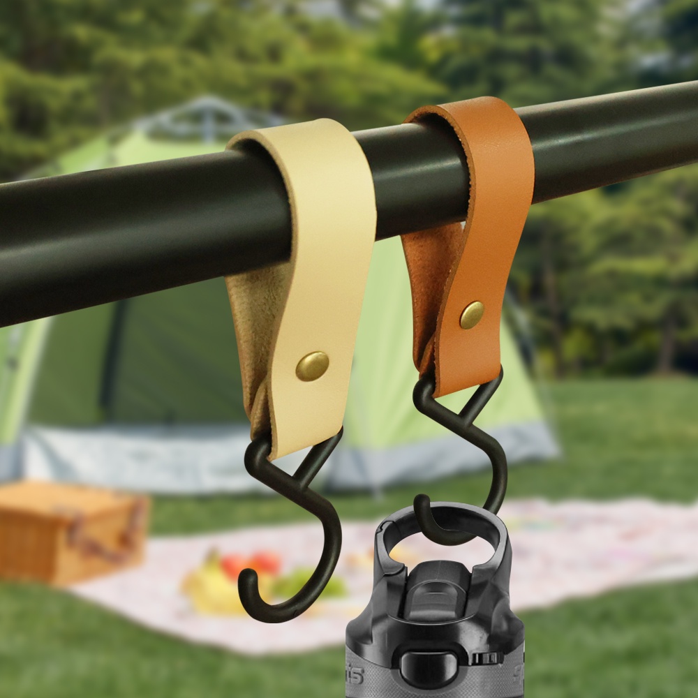 Móc Treo Chìa Khóa Hình Chữ S Bằng Da PU Tiện Dụng Khi Đi Cắm Trại