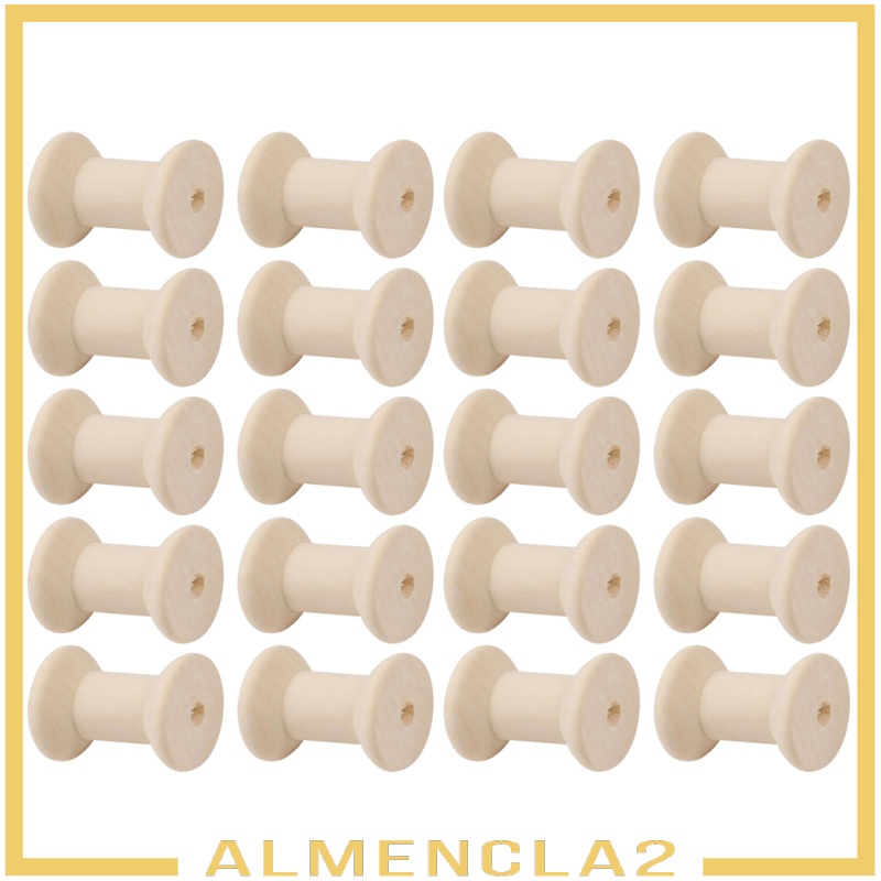 [ALMENCLA2] 20pcs Wooden Bobbins Thread Spools Cross Stitch Sewing Floss Storage 48x31mm