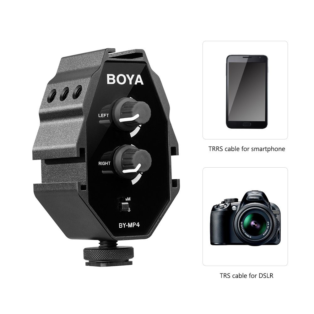 Bộ chuyển đổi âm thanh dành cho Điện thoại và Máy ảnh DSLR cổng 3.5mm - BOYA BY-MP4