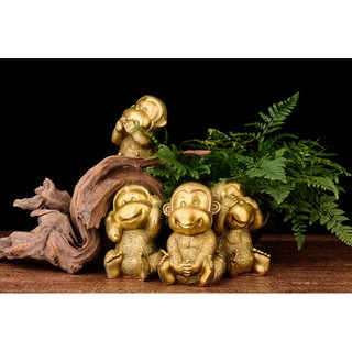 Bộ tượng tứ không khỉ bằng đồng thau cỡ trung phong thủy Hồng Thắng