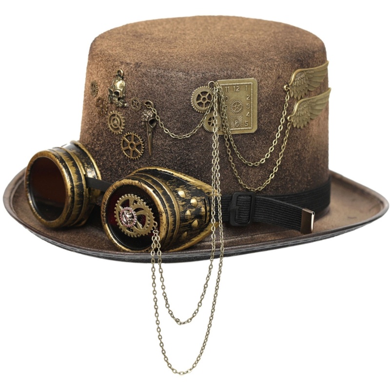 Nón Vành Hóa Trang Halloween Phong Cách Steampunk Vintage Cho Nam
