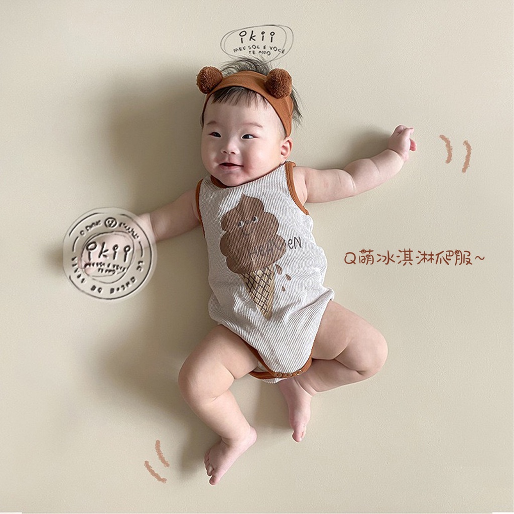 Áo Liền Quần Không Tay Hình Cây Kem Cho Bé 0-2 Tuổi