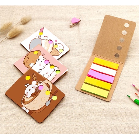 Sổ note 5 màu bare bear N5I4 cute molang pusheen gấu brown tonton khủng long hoàng đế mèo capoo