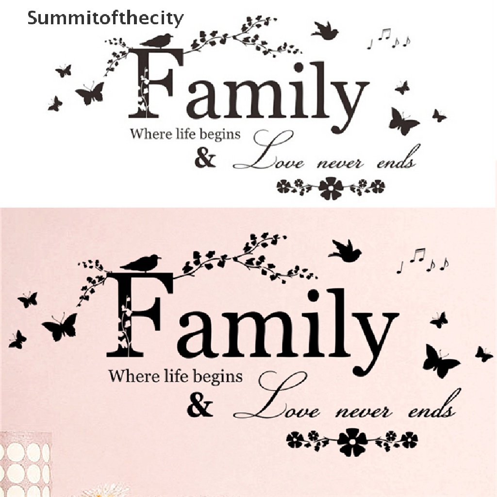 Miếng Dán Tường Trang Trí Nội Thất Tháo Được In Chữ Family Bằng Vinyl