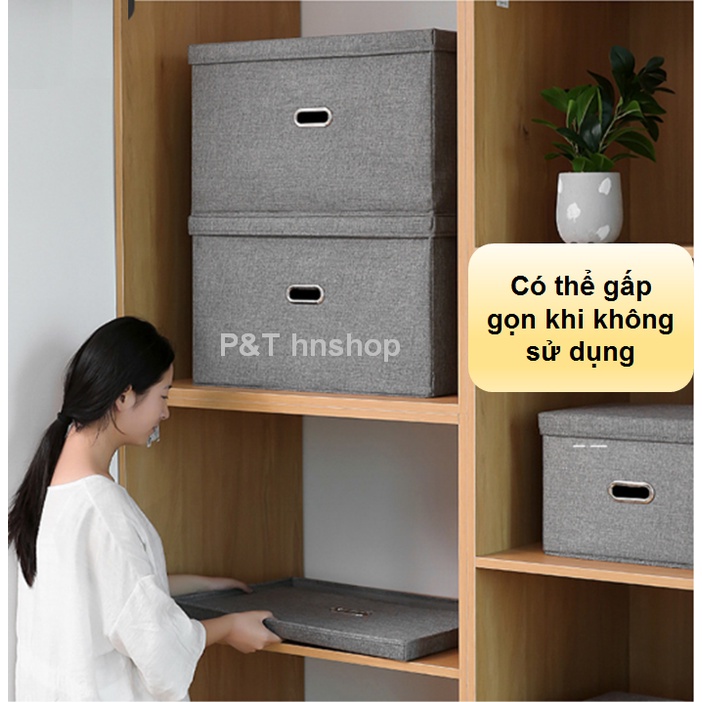 Hộp Vải Đựng Quần Áo Có Thể Giặt Được – Quai Bằng Inox