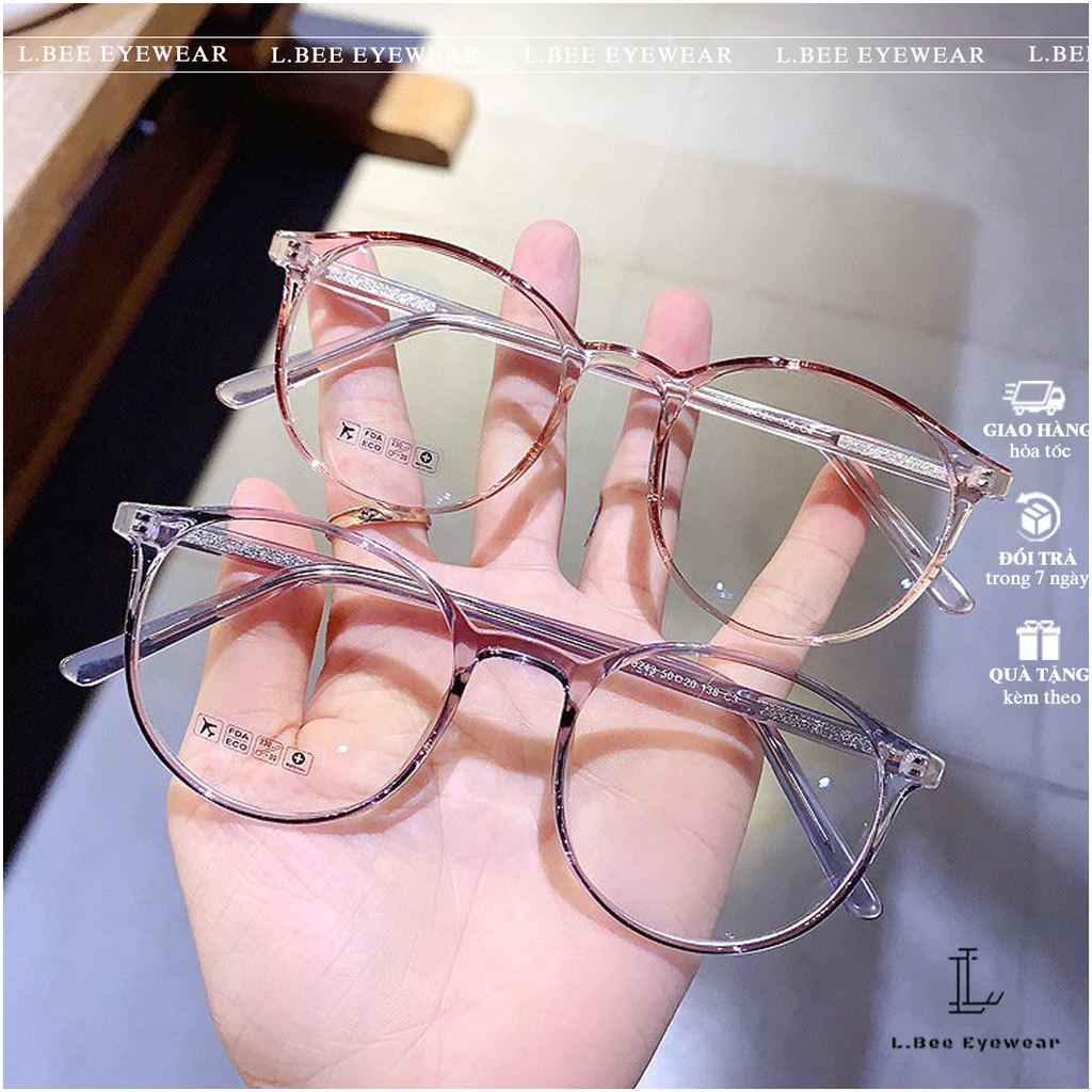 Gọng kính mắt cận tròn nam nữ thời trang Unisex L.BEE EYEWEAR, mắt kính trong suốt chất liệu nhựa cao cấp 82L43