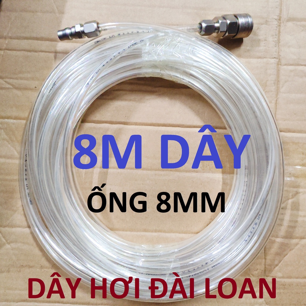 Dây hơi thẳng 8m, dây 5x8mm, kèm bộ đầu nối nhanh phổ thông (SS1955) (SS6694)