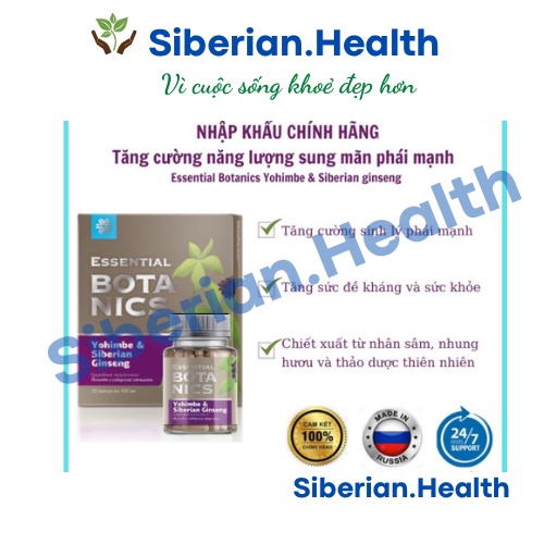 [Hỗ trợ nam giới]Tăng cường sinh lý nam Essential Botanics Yohimbe &amp; Siberian ginseng - SIBERIAN WELLNESS– 30 viên