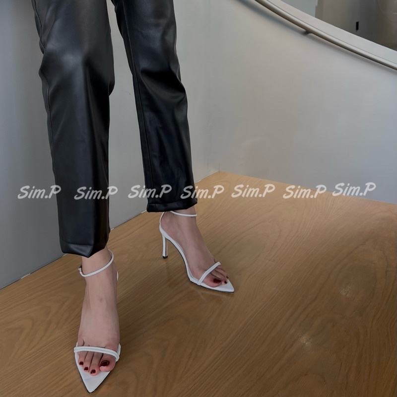 Sandal cao gót 8cm nữ SimP mũi nhọn dây mảnh mang được 2 kiểu - BAR
