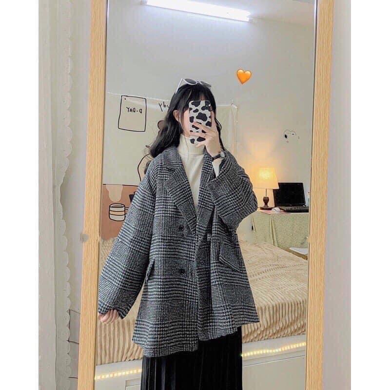 ÁO KHOÁC BLAZER KẺ 2 LỚP DÀY DẶN