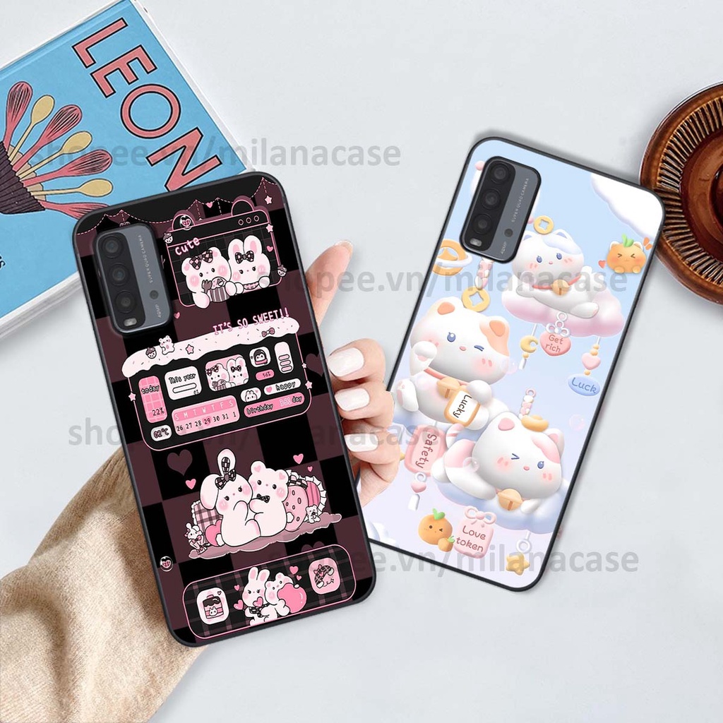 Ốp Xiaomi Redmi 9T hình đồng hồ icon gấu mèo cute cực dễ thương ngộ nghĩnh
