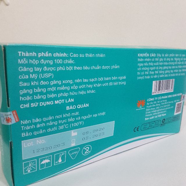 Găng tay cao su y tế Vglove đủ size (1 đôi 2 cái)