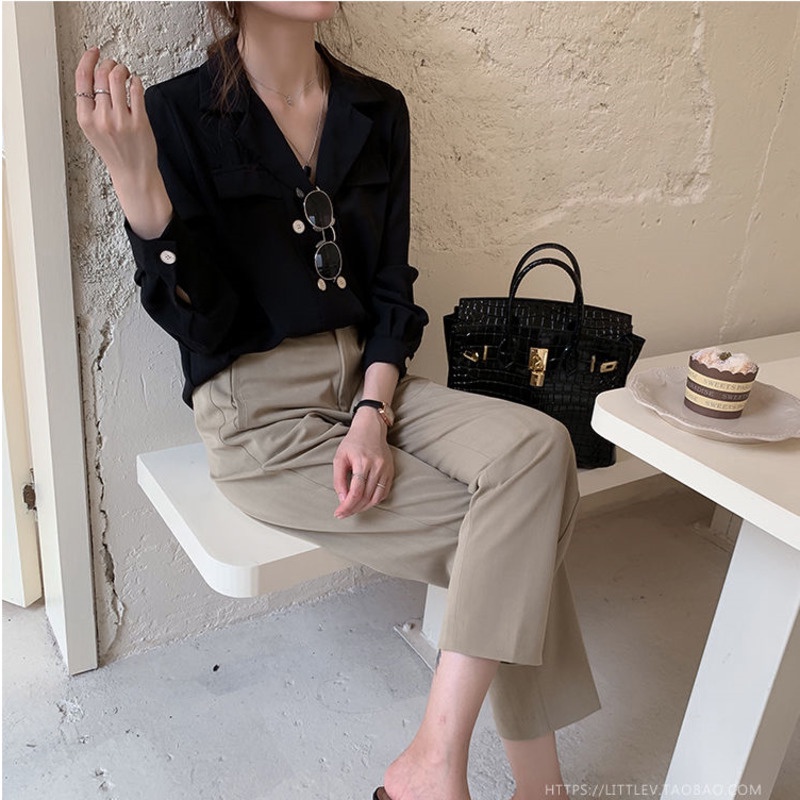 Áo Sơ Mi Trắng Tay Dài Dáng Rộng Phong Cách Hàn Quốc Mới