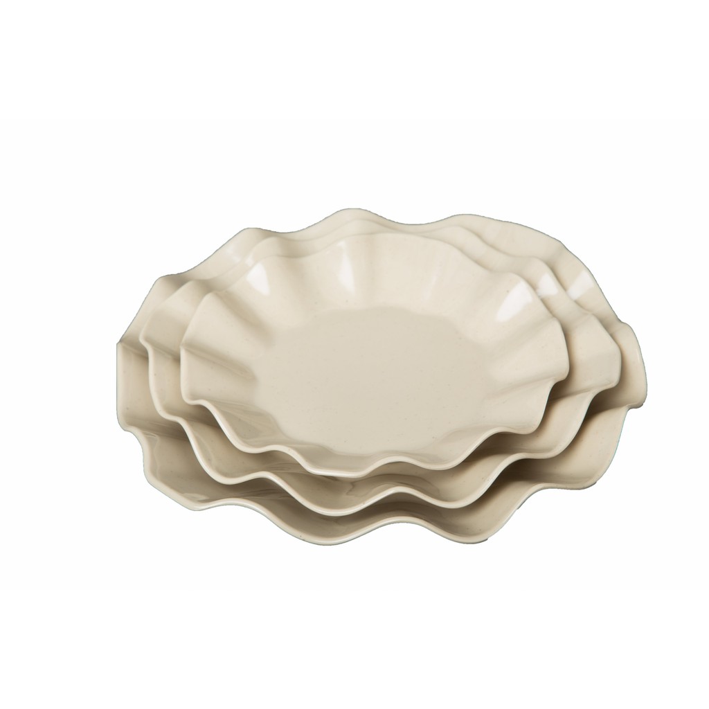 Dĩa hoa tròn vành bèo màu nâu nhựa melamine cao cấp Fataco Việt Nam