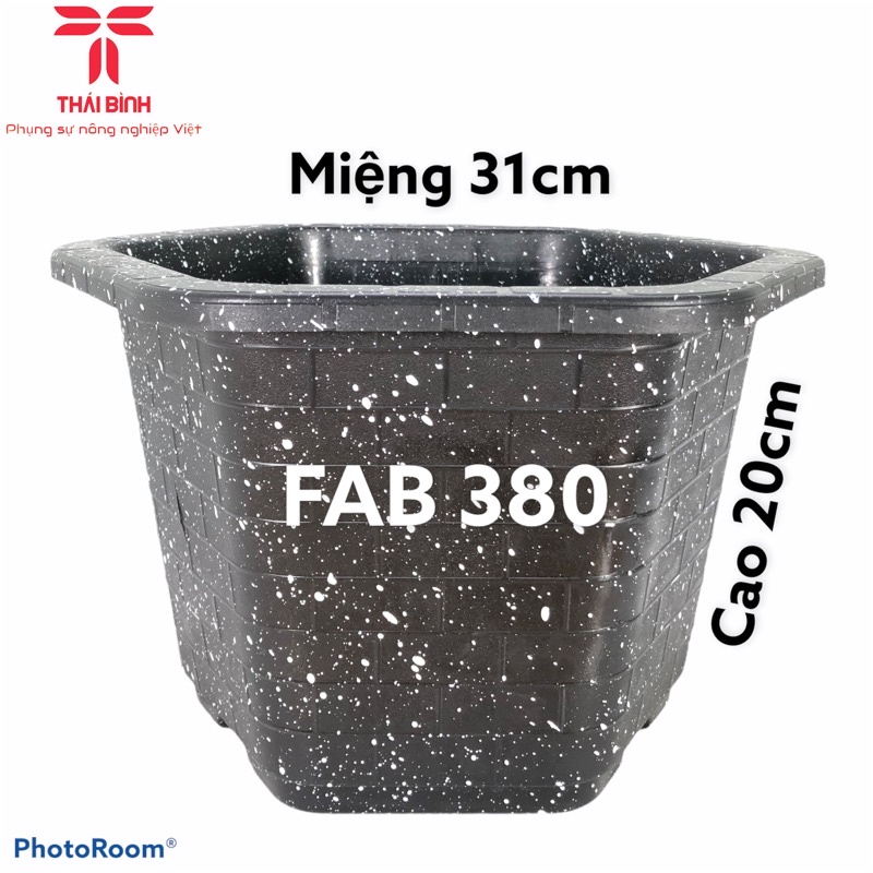 (Combo 5 cái) Chậu nhựa trồng cây FAB 380 đá đen-GIÁ SỈ