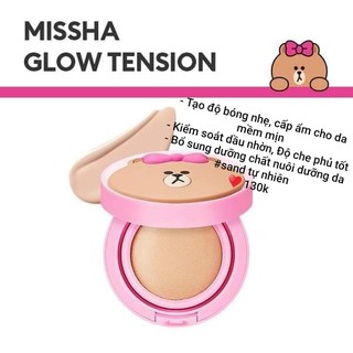 Phấn nước lâu trôi cho làn da sáng bóng missha glow tension line friends edition spf50+/pa+++ 15g
