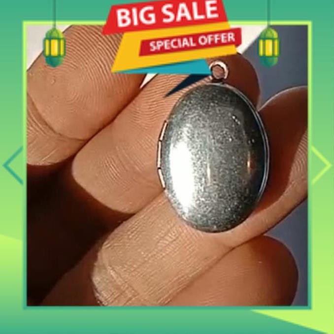 Mặt dây chuyền lồng gắn ảnh Titanium (thép không gỉ) oval trơn 21x15mm, có kèm dây 60cm
