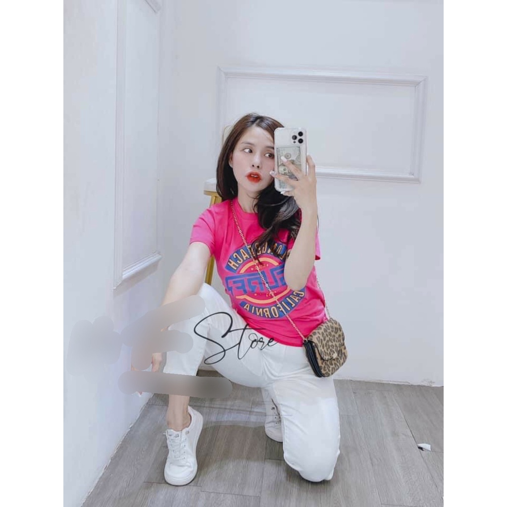 Áo thun nữ thun cotton in logo cách điệu siêu hot freesize