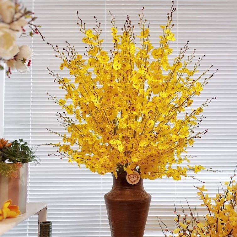 Hoa giả cao cấp - Lan vũ nữ decor trang trí lọ hoa thủy tinh, bình gốm - 1 cành dài 100cm