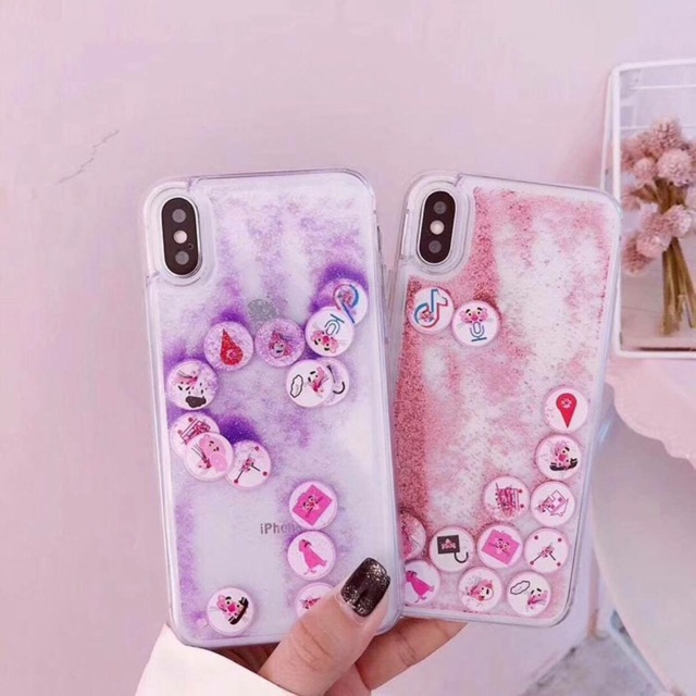 Ốp nhũ chảy icon báo hồng
