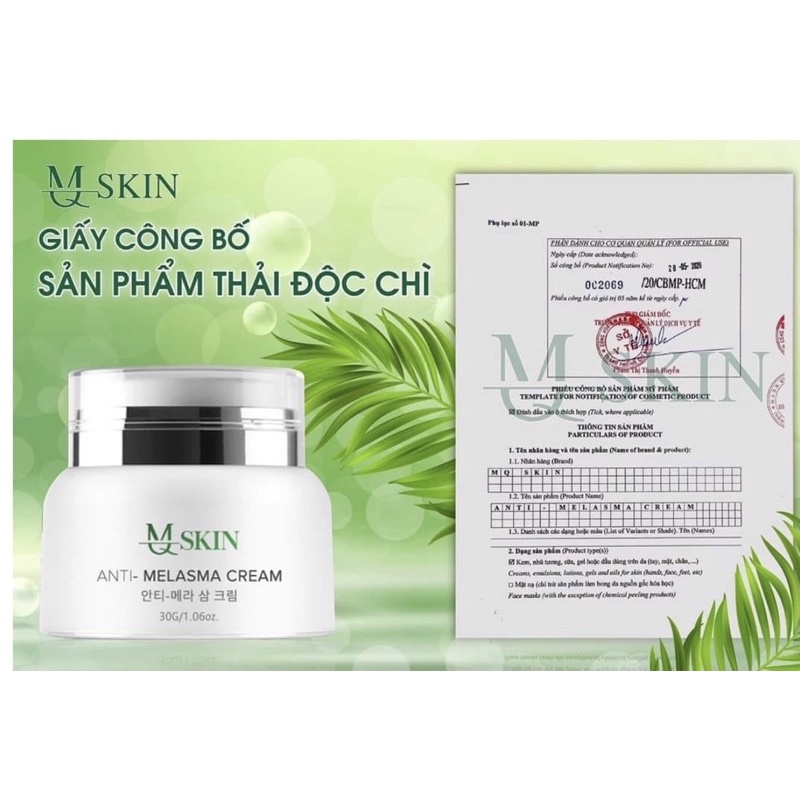 Kem Thải Chì Nhân Sâm Hàn Quốc, Anti- Melasma Cream 30gr - MQ Skin chính hãng