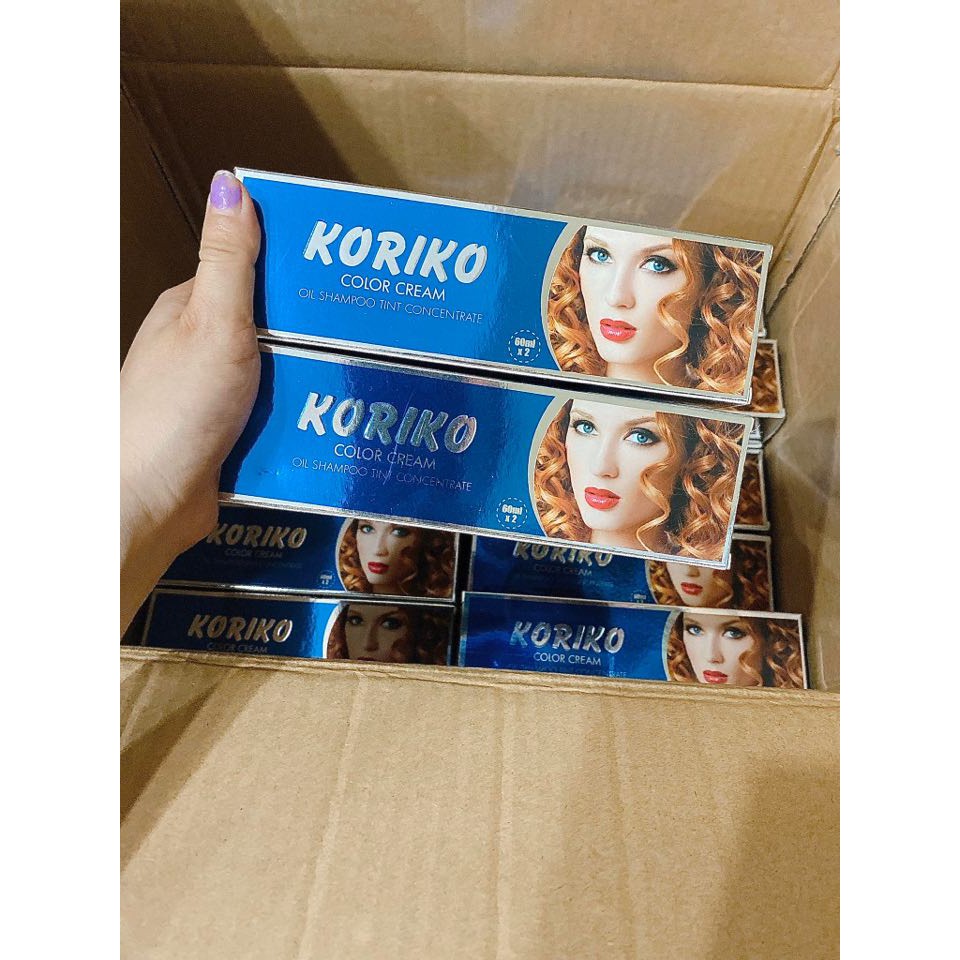 Thuốc nhuộm tóc đen phủ bạc Koriko 60mlx2 tặng kèm bao tay
