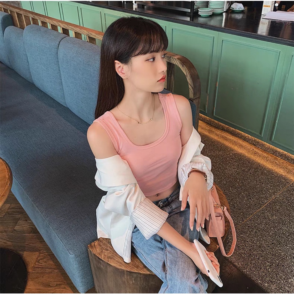 50-90kg Áo Crotop thun Bozip thoáng mát co giãn kiểu dáng ôm gọn quyến rũ 5 màu | BigBuy360 - bigbuy360.vn