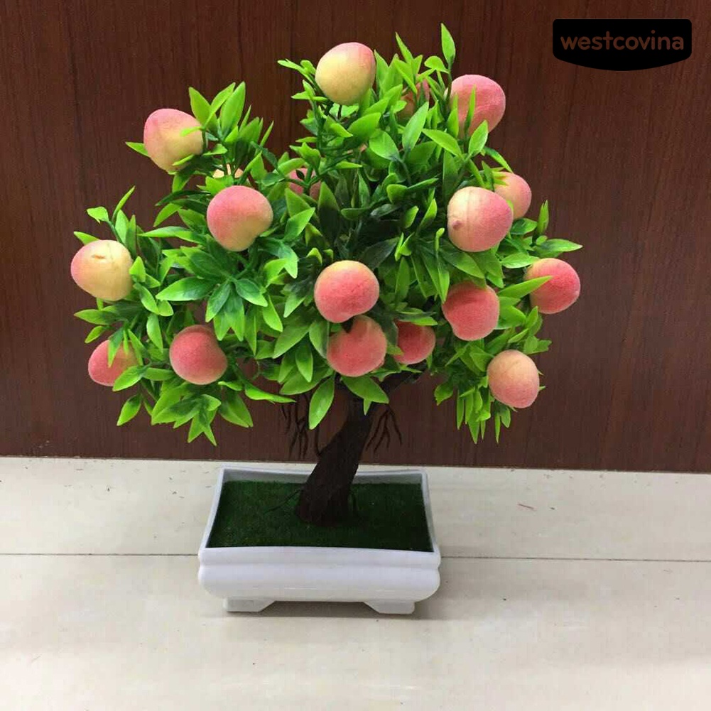 1 chậu cây bonsai hình trái đào dùng trang trí bàn